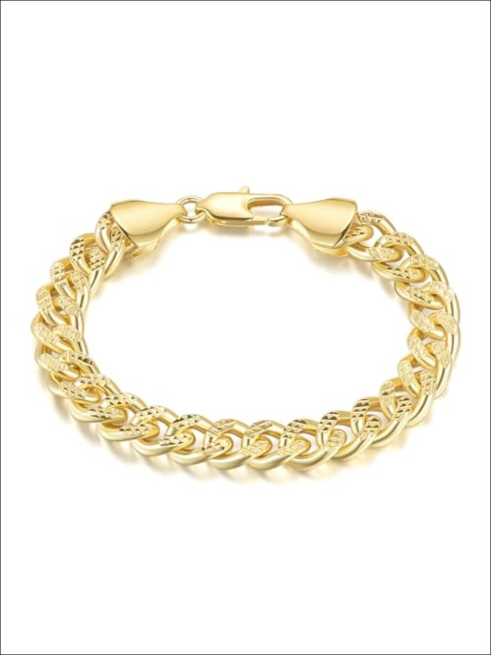 14k Gold Plated Cuban Link Chain Bracelet for Women Men